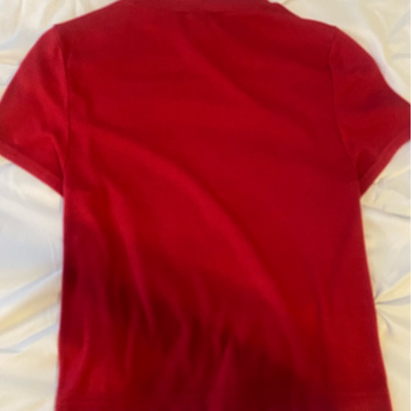 Free People - Mock Neck Side Snap Shirt Red/Pink Ribbed and fitted - Picture 3 of 4